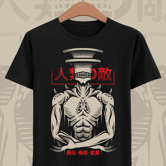 Kaiju No. 9 Kaiju No. 8 anime t-shirt featuring the intelligent humanoid kaiju villain from the popular manga and anime series.