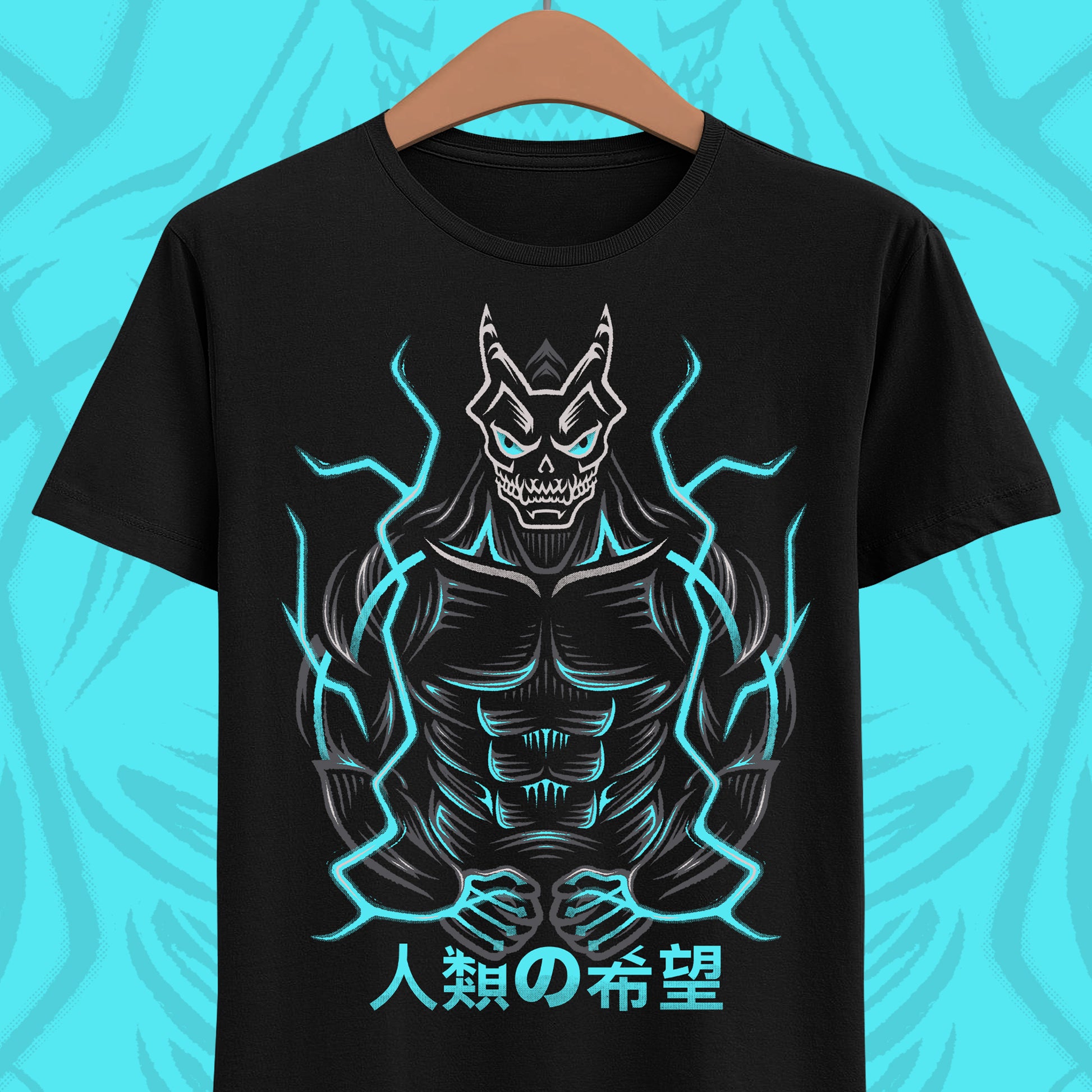 Kaiju No. 8 anime t-shirt featuring Kafka Hibino in his transformed humanoid kaiju form inspired by the Kaiju No. 8 manga and anime series.